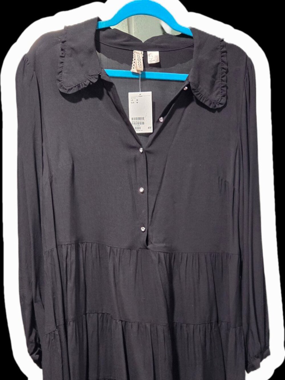 H&M drop-waist shirt-dress black midi